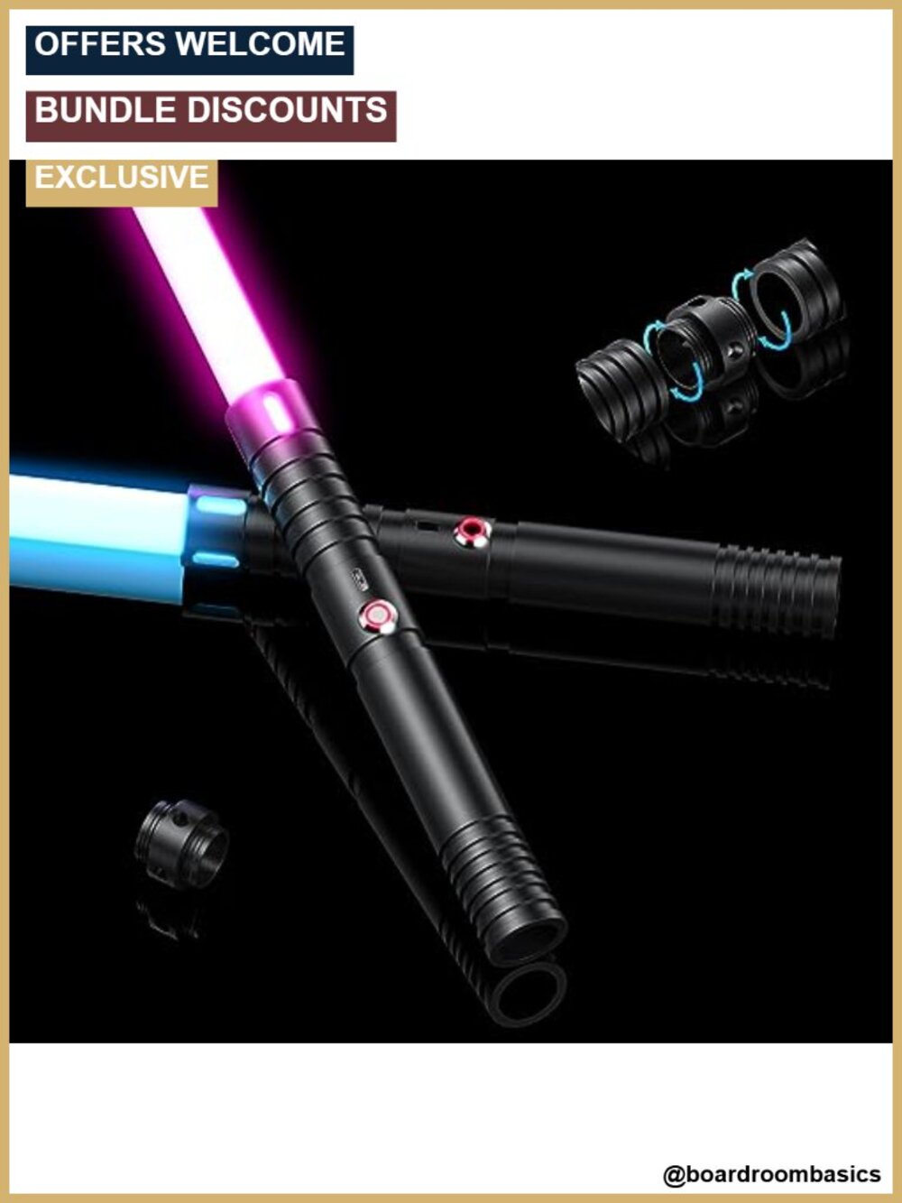 2-Pack Metal Hilt Dueling Lightsaber Set with Connector for Adults & Kids